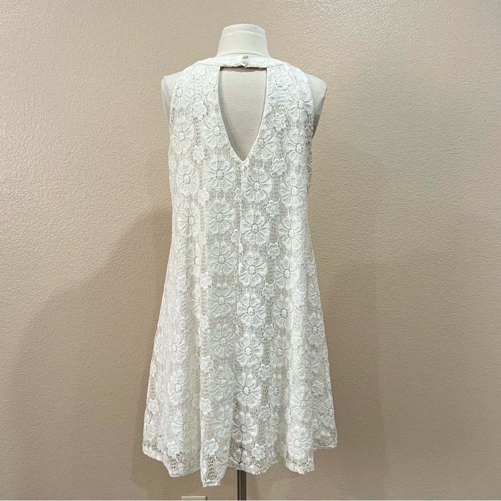 Altar’d State Ivory Floral Lace Calliel Halter Swing Dress Size Large - Picture 7 of 13